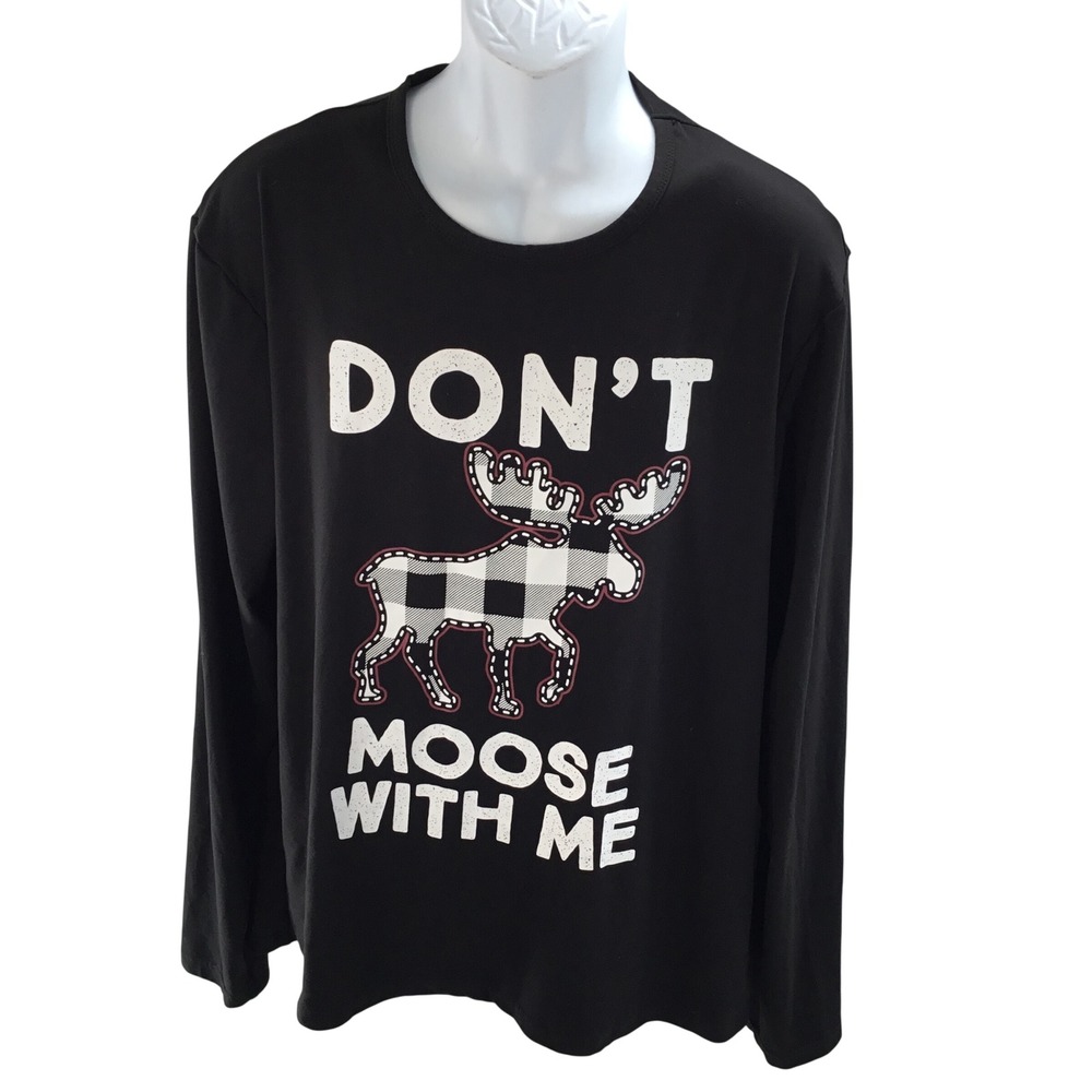 Mens refuge Black Dont Moose With Me Graphic Long Sleeve Shirt XL‎ Buffalo Plaid
